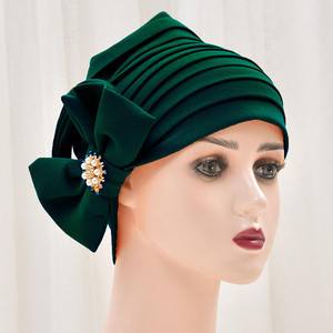 蝶とブローチ付きアフリカ女性ターバンキャップ女性のための美しいフリルターバン - Product Image 6