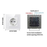 FIKO Interrupteurs et prises murales Panneau en verre trempé noir 1/2/3/4 Gang 1/2 Way EU/UK Standard 16A20A45A
