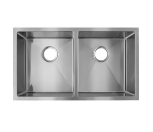 Fregadero de cocina bajo encimera moderno hecho a mano de Malasia 50/50 de doble cuenco Rectangular 304 de acero inoxidable con dos agujeros - Product Image 1