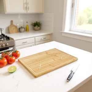 Tablas de Cortar de Bambú Natural al por Mayor WDF con Asas Laterales, Tabla de Cortar con Ranura para Jugos - Product Image 5