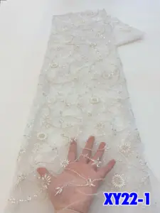 Ni. Ai pháp vải tuyn ren sang trọng Bridal đính cườm ren màu xanh lá cây vải ren với sequins cho Bridal Wedding Dress