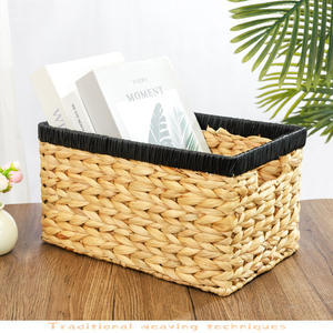 ตะกร้าเก็บของทำมือจากผักตบชวา รูปทรงสี่เหลี่ยมผืนผ้า ตะกร้าสานธรรมชาติ สำหรับจัดระเบียบบ้าน จัดเก็บของเล่น ของใช้เบ็ดเตล็ด - Product Image 4