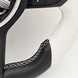 Volant sport <span class=keywords><strong>M</strong></span> à fond plat en cuir blanc sans palettes de changement de vitesse pour <span class=keywords><strong>BMW</strong></span> F10 F15 F16 F25 F26 F20 F22 F30 F33 F36 - Product Image 6