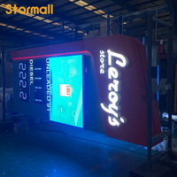 Signalétique extérieure personnalisée pour stations-service : Panneau publicitaire sur pylône avec affichage LED des prix pour la promotion de marques commerciales en station-service