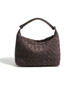 Sac fourre-tout en daim tissé marron personnalisé avec fermeture éclair, bandoulière, haute qualité, doux et moyen, pour l'été, mode féminine minimaliste - Product Image 5