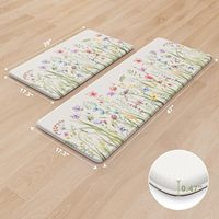 Tapis anti-fatigue pour sol de cuisine, tapis de cuisine à motif floral, ensembles de 2, tapis de sol de cuisine rembourrés, tapis antidérapant pour se tenir debout
