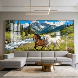 Decoración de Pared de Lujo para Oficina, Decoración de Pared para Sala de Estar, Arte de Pared, Paisaje, Caballo, Cristal, Porcelana, Pintura, Nuevo Producto LED - Product Image 5