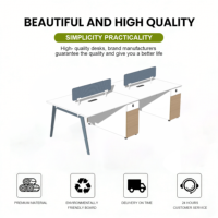 Poste de travail moderne en MDF avec cloison, bureaux ergonomiques réglables à 4 pieds pour 4 personnes, postes de travail personnalisables