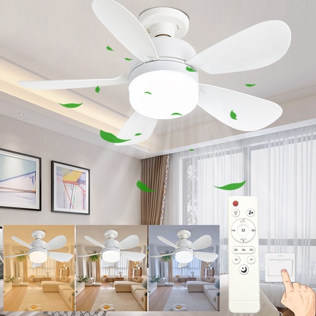 RGB Color 3-Speeds Fan Light Ceiling Socket E26/E27 52cm Ceiling Fan LED Light Ceiling Fans with Lights Remote Control for Room