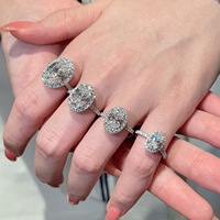 Bague ovale en argent pur pour femme, bijoux de mariage romantiques en moissanite, style ampoule d'œuf de pigeon, 1/2/3/5 carats