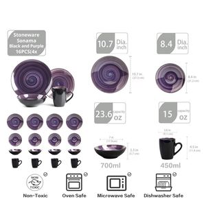 Semtember Promotion Purple Round Western Style Ceramic Plates Unique Design Ceramic Plate Microwave Safe Dinnerware Sets Home - Product Image 4