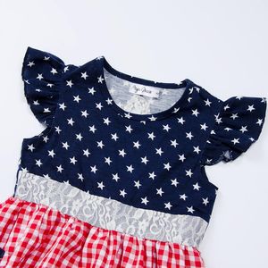 Vestido de verano con estampado de estrellas azules, Gingham rojo del 4 de <span class=keywords><strong>julio</strong></span>, <span class=keywords><strong>Boutique</strong></span> para niñas - Product Image 3