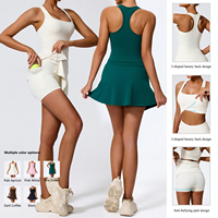 Ensemble de yoga 2 pièces pour femmes grandes tailles avec logo personnalisé, débardeur et jupe courte confortables pour le yoga et le pilates