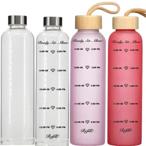 550Ml 750Ml 1000Ml 1 Liter Custom Frosted Glas Water Fles Met Tijd Markeringen Geen Minimum