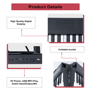 BD MUSIC BD-889B Clavier numérique portable pliable à 61 touches sensibles, piano électronique, <span class=keywords><strong>orgue</strong></span> électrique en plastique - Product Image 2