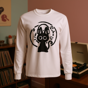 Camiseta de manga larga con diseño de gato lindo con auriculares, estilo Y2k de los años 90, diseño de gatito, top de moda unisex - Product Image 3