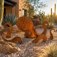 Meilleure vente transfrontalière : Sculpture de jardin en forme de pieuvre, Ornement décoratif d'extérieur en fer forgé, Fabriqué en Chine