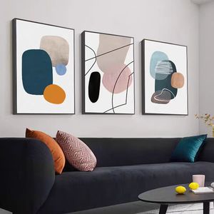 Morandi moderna semplice astratta geometrica <span class=keywords><strong>pittura</strong></span> a olio stile nordico Base stampata da appendere a muro per soggiorno o camera da letto - Product Image 2