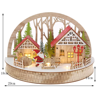 Nouveaux ornements de village en bois de Noël à LED Fournisseurs de décoration de fête de vacances de table artisanale