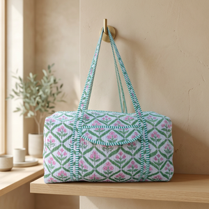 Luggage Travel Weekender Duffel <b>Bag</b> 20 Inches Lightweight Eco-Friendly Large Capacity Cotton Quilted Luxury Sport Washable - Product Image 2