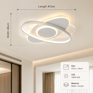 Plafonnier LED moderne en acrylique et métal, design anneau, tricolore, montage en surface, 100W, pour chambre à coucher, salon, intérieur - Product Image 3