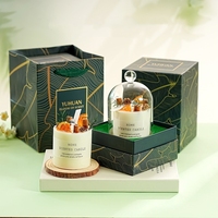 Bougie parfumée artisanale de luxe en cire de soja avec fleurs séchées, décorations créatives pour la maison, bougies en forme de pilier parfumées