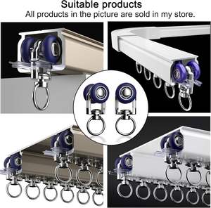 Sessiz Paslanmaz Çelik Perde Rayı Makaraları-20mm Çaplı Tavan/Duvara Monte Kaydırıcılar Ev Ofis için Kasnak Kaydırıcılar - Product Image 5