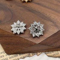 Kancing Logam Bentuk Bunga Berbahan Nikel-Free dengan Rhinestone dan Strass untuk Cardigan