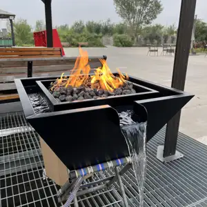 Corten thép hố lửa thác nước lửa bát nước hồ bơi ngoài trời với ignitor
