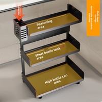 Support de rangement de comptoir multicouche pour ustensiles de cuisine, condiments et épices avec baguettes et porte-couteau