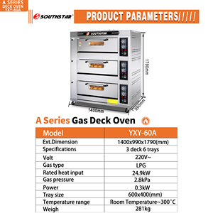 Four à gaz commercial Southstar à 3 niveaux et 6 plateaux avec configuration de chambre pour <span class=keywords><strong>boulangerie</strong></span>, <span class=keywords><strong>prix</strong></span> compétitif, garantie 1 an - Product Image 6