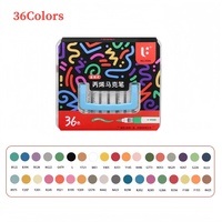 Vente en gros de stylo marqueur d'art à tête unique 36 couleurs stylo marqueur acrylique rechargeable en plastique à longue pointe pour peinture à faire soi-même
