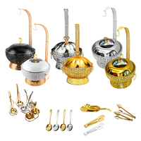 Plat à Frotter Suspendu Haut de Gamme 8L, Équipement de Buffet Or, Ensemble de Chauffe-Plat Commercial Luxe pour Hôtel et Restaurant Avec Couvercle Suspendu
