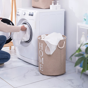 Laundry Basket Canvas Round Home Car Use Large Small Size Clothing Organizer Portable Drawstring Storage - Product Image 4
