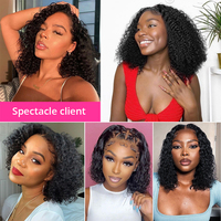 Vente en gros cheveux indiens bruts perruques courtes Bob perruques crépus bouclés dentelle avant perruques cheveux humains HD dentelle frontale perruques cheveux humains pour les femmes noires