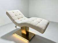 Lit de beauté électrique de luxe en polaire Teddy, base relevable à 2 moteurs, carré doré, inclinable, lit facial incurvé, éponge haute densité pour