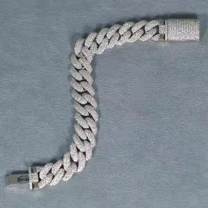 Luxury Moissanite Cuban Link Bracelet 925 Sterling Silver Plated Round Cut Iced Out Style Trendy Gift Jewelry <b>for</b> <b>Men</b> - Product Image 3