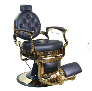 Antique Style Black Gold Tufted Leather <b>Barber</b> Shop Styling Shaving <b>Chair</b> Hydraulic Pump Round Base Hairdressing <b>Chair</b> <b>for</b> <b>Sale</b> - Product Image 1