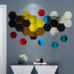 wholesale acrylic hexagonal wall sticker mirror