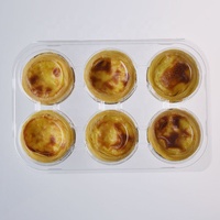 Boîte d'emballage personnalisée en PET transparent jetable pour tartelettes, desserts, pâtisseries, gâteaux, pains, avec 2/4/6/9 trous
