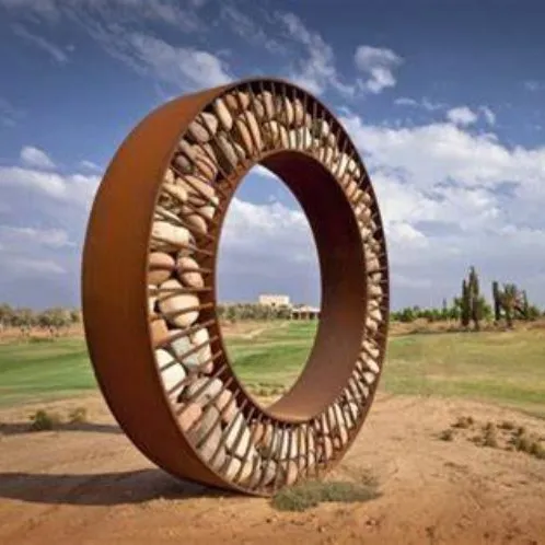 Sculpture en acier corten 30 cm, décoration moderne pour jardin