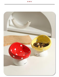 Cuenco de cerámica para mascotas de setas, protección cervical personalizada y duradera, cuenco elevado para comida de <span class=keywords><strong>gatos</strong></span> para cachorros y perros, novedad - Product Image 2