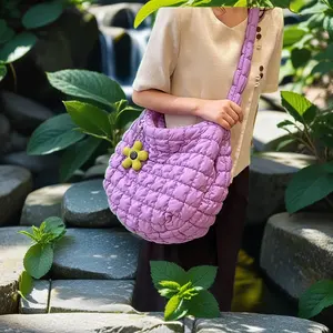 Hot Sell Puffer shoulder bag Nylon padded woven handbag designer crossbody dupes women down purse