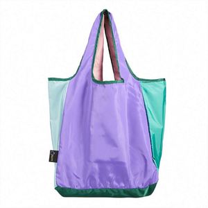 Sac de courses pliable en polyester, nouveau modèle 2025, prix de gros, écologique, réutilisable, enroulable, sac fourre-tout pour l'épicerie - Product Image 5