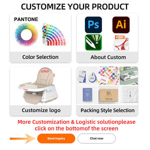 OEM regolabile su misura Logo moderno in acciaio inox pieghevole schienale di sicurezza <span class=keywords><strong>dondolo</strong></span> bambino alimentazione seggiolone - Product Image 4