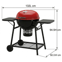 Barbecue fumoir au charbon de bois SEJR 22,5 pouces en acier avec tables latérales