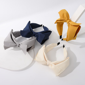 Serre-tête large à nœud 3D couleur unie, style décontracté en tissu, accessoire capillaire pour femme - Product Image 5