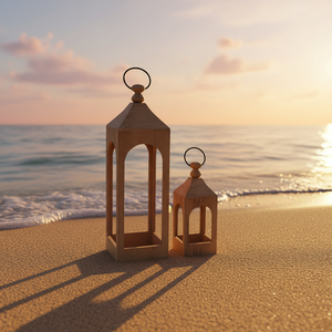 Ensemble de 2 lanternes décoratives en bois, lanternes à bougies rustiques en bois <span class=keywords><strong>pour</strong></span> la décoration intérieure et extérieure, lanternes de style farmhouse <span class=keywords><strong>pour</strong></span> la terrasse, le mariage - Product Image 2