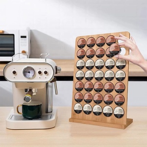 Multi-compartiment staande, milieuvriendelijke, opvouwbare koffiecapsule-opbergrek met gepersonaliseerde <span class=keywords><strong>display</strong></span> organizer van natuurlijk hout - Product Image 2
