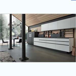 Gabinetes de Cocina de Acero de Diseño Italiano, Encimera de Acero Inoxidable, Cocina Integrada Impermeable y Resistente al Fuego, Panel de Madera para Villa - Product Image 3